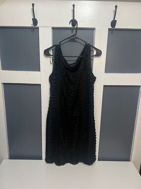 dressbarn Black Sleeveless Ruffle-Textured Mini Dress